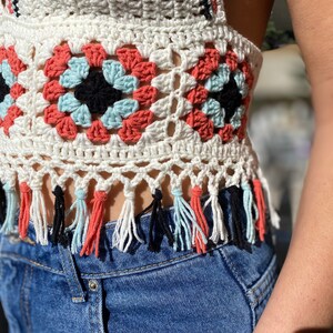 Fringe Crochet Crop top,Festival Top,Fringe top,Boho Crop Top image 7