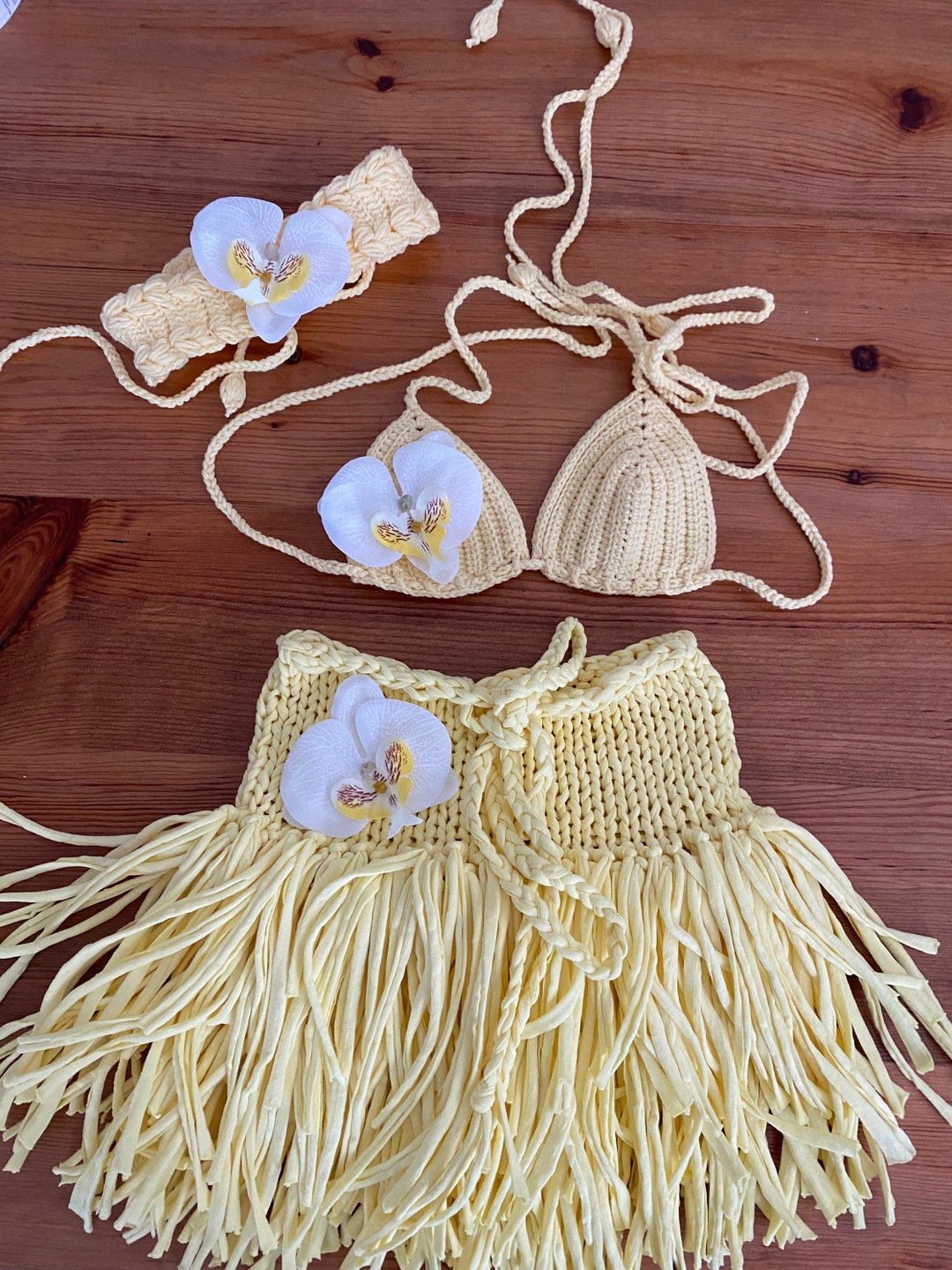 3 Pieces Baby Girl Crochet Set,baby Girl Boho Beachwear Set,crochet