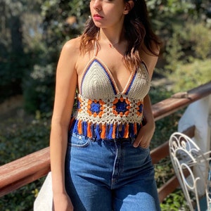 Fringe Crochet Crop top,Festival Top,Fringe top,Boho Crop Top image 2