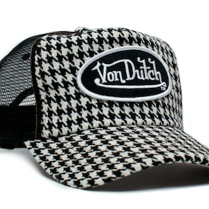 Von Dutch Houndstooth Pattern Trucker Hat