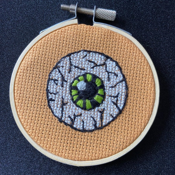 Spooky Eyeball Cross Stitch Wall Hanging