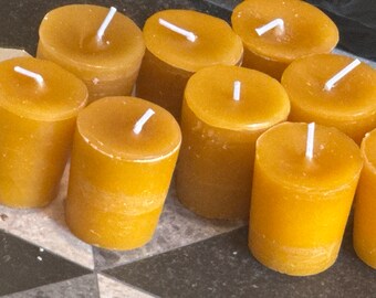 Pure Beeswax Votive Candle - 15 Hour Burn - 100% Bees wax Non Toxic BeeWax Blend - Bulk Votive Candles - 24 CT & Votives Glass Night Lights