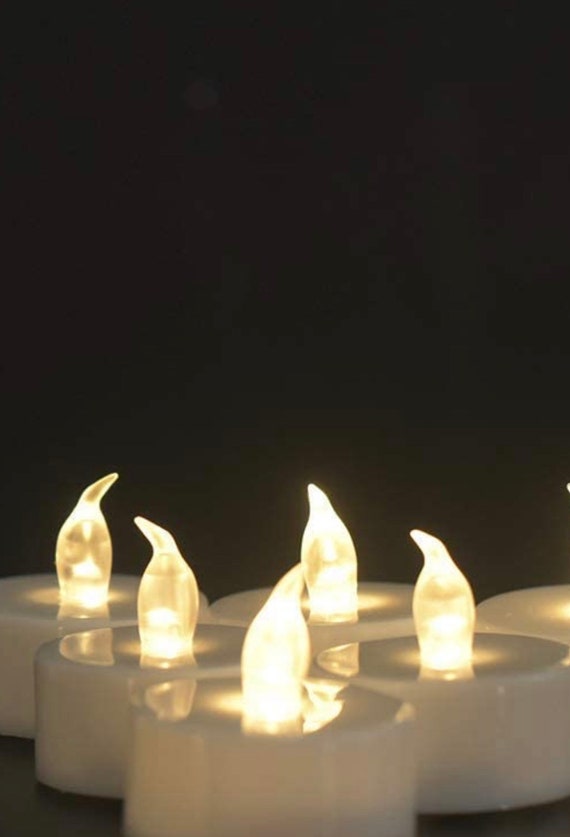 Flickering Battery Operated Black Wick Tea Light Candle - Warm White