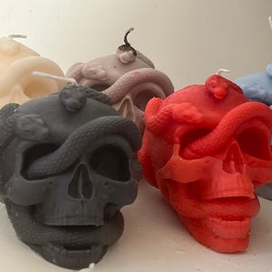 Large Skull Head Snake Candle | New Unique Witchcraft Candle | Ritual Halloween | Scented Colors | Candle Skulls | Gift Candle Decor Candles