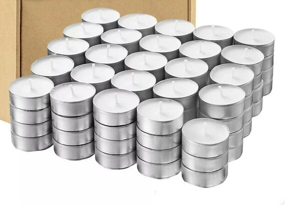 100pc White Unscented Wax Tea Lights Candles with 4 Hour Burn Time