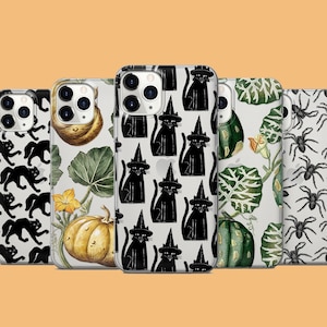 halloween pumpkin phone case, witchy vibes case, black cat cover for iPhone 16 15 14 13 • Samsung S25 S24Fe S23Ultra • Pixel 9Pro XL 8A