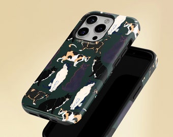 Duurzaam zwart kattentelefoonhoesje • Kattenliefhebber cover voor iPhone 15 14 13 12 11 XR • Google Pixel 8 8Pro 7A 6A • Samsung S24 S23 S22 A54