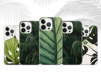 exotic plants phone case, monstera leaves phone cover for iphone 15 14 13 12 11 XR samsung S23ultra S22 S21FE A54 A34 A14 pixel 8 7A 7pro