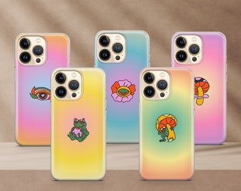 trippy art telefoonhoesje • psychedelische aura cover voor iPhone 15 14 13 12 11 XR • Alle modellen • Samsung S24 S22 S21FE A14 • Google Pixel 8 Pro 7