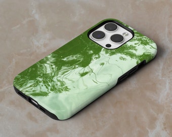 stoere groene watertelefoonhoes, boho hippie cover voor iPhone 15 14 13 12 11 XR • Google Pixel 8 8Pro 7A 6A • Samsung S24 S23 S22 A54