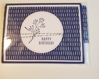 Stampin Up! Blue & White Happy Birthday Card