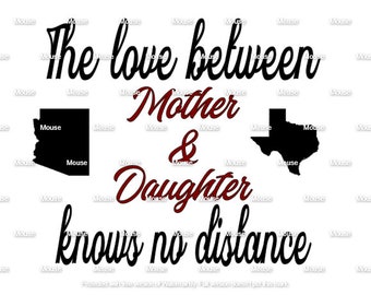 Love Between Mother - Daughter Knows No Distance - svg png .dxf for Cricut & Silhouette Die Cutting Machines / Adobe, Design Space, Inkscape