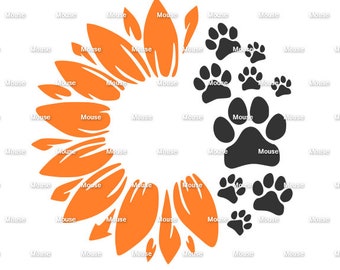 Sunflower Paw Prints  - .svg .png .dxf for Cricut & Silhouette Die Cutting Machines / Adobe, Design Space, Inkscape