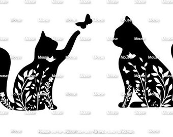 Floral Mandala Kittens - .svg .png .dxf for Cricut & Silhouette Die Cutting Machines / Adobe, Design Space, Inkscape