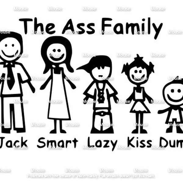 The Ass Family Stick Figures - .svg .png .dxf for Cricut & Silhouette Die Cutting Machines / Adobe, Design Space, Inkscape