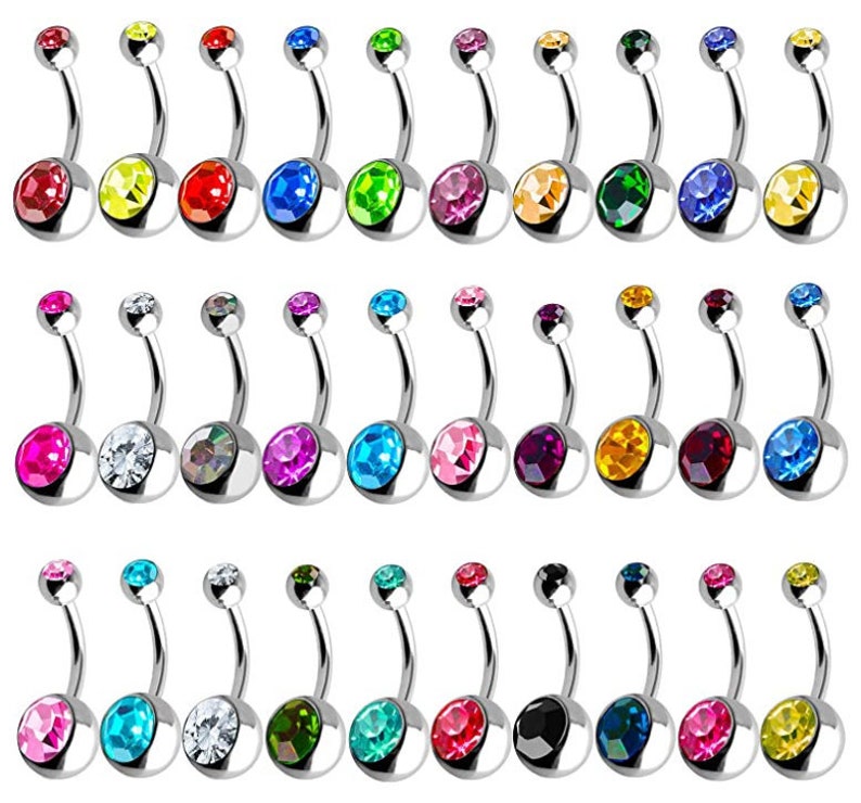 Belly Navel Piercing Bars Many Colours Available Etsy