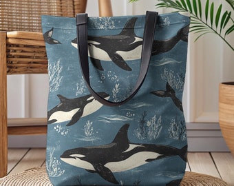 Orca Tote Bag, Killer Whale Tote Bag, Orca Lover Bag, Orca Gifts, Sea Animal Tote, Nature Lover Gifts, Oceancore Bag, Protect The Ocean