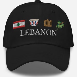 Geborduurde Libanon-hoed, Libanese hoed, pet Beiroet vader, Libanese vlag, shirt vrij Palestina, shirt Syrië, shirt Syrië, kaart Libanon, Libanese kleding