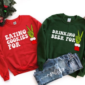 Couples Christmas Pregnancy Announcement Sweatshirt, Christmas Maternity, Matching Christmas Pregnancy Reveal Shirt, Matching Holiday Shirt