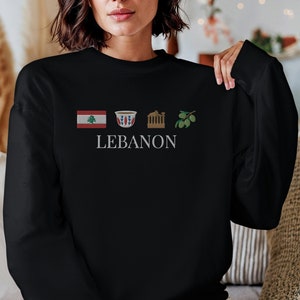 Gesticktes Libanon Sweatshirt, libanesisches Sweatshirt, Beirut Sweatshirt, libanesische Flagge, Free Palästina Hoodie, Syrien Pullover, Libanon Karte
