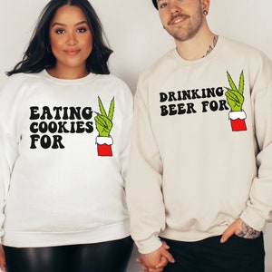 Couples Christmas Pregnancy Announcement Sweatshirt, Christmas Maternity, Matching Christmas Pregnancy Reveal Shirt, Matching Holiday Shirt