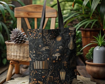 Cottagecore Tote Bag, Dark Academia Tote Bag, Goblincore Bag, Whimsigoth Tote, Goth Bag, Fairycore Bag, Forestcore Bag, Mushroom Tote Bag