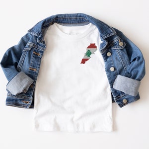 Camisa bordada del Líbano para niños, camisa del Líbano para niños pequeños, camisa de Beirut, bandera del Líbano, Palestina libre, mapa del Líbano, camisa de Siria, regalos del Líbano