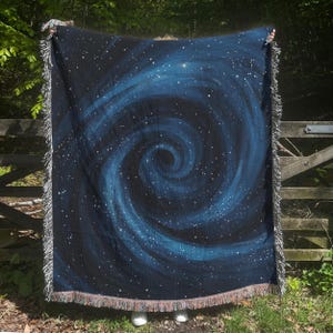 Galaxy Swirl Woven Blanket, Celestial Stars Tapestry, Astrology Throw Blanket, Universe Blanket, Nature Lover Gift, Outer Space Blanket
