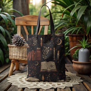 Witchy Tote Bag, Dark Academia Tote Bag, Gothic Bag, Dark Cottagecore Bag, Whimsigoth Tote, Goth Bag, Gift For Witch, Book Lover Gifts