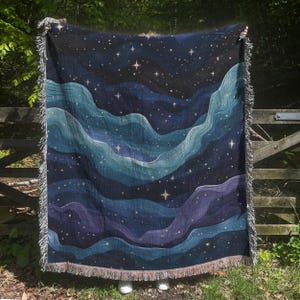 Celestial Stars Woven Blanket, Galaxy Tapestry, Astrology Throw Blanket,Enchanted Universe Blanket, Nature Lover Gift, Outer Space Blanket,