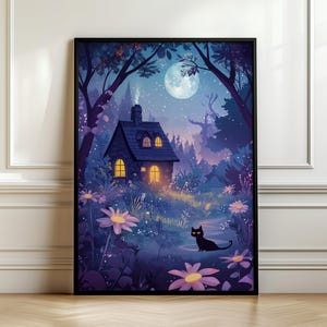 Witches Cottage Wall Art, Witch Art Print, Witchy Home Decor, Gothic Wall Decor, Dark Academia Decor, Gift For Witch, Dark Cottagecore Art