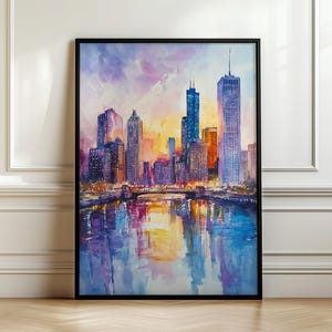 Chicago Watercolor Painting, Chicago Wall Art, Chicago Poster, Chicago Home Decor, Illinois Wall Decor, City Art Print, Travel Wall Art