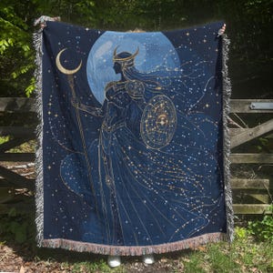 Athena Woven Blanket, Celestial Goddess Tapestry, Greek Mythology Home Decor, Greek Goddess, Divine Feminine, Fantasy Gift, Goddess Of Love