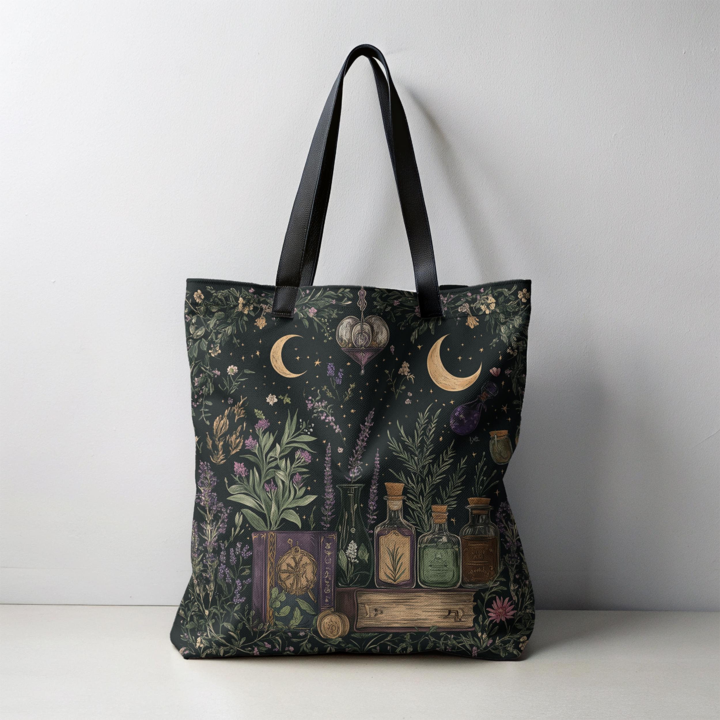 Apothecary Tote Bag, Green Witch Bag, Witchy Bag, Gift For Witch, Dark Academia Bag, Gothic Bag, Goth Bag, Witchcraft Bag, Whimsogoth Bag