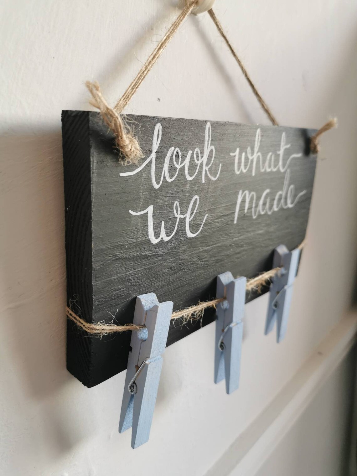 Artwork peg board. Wooden artwork sign. Pallet wood sign. Look Etsy