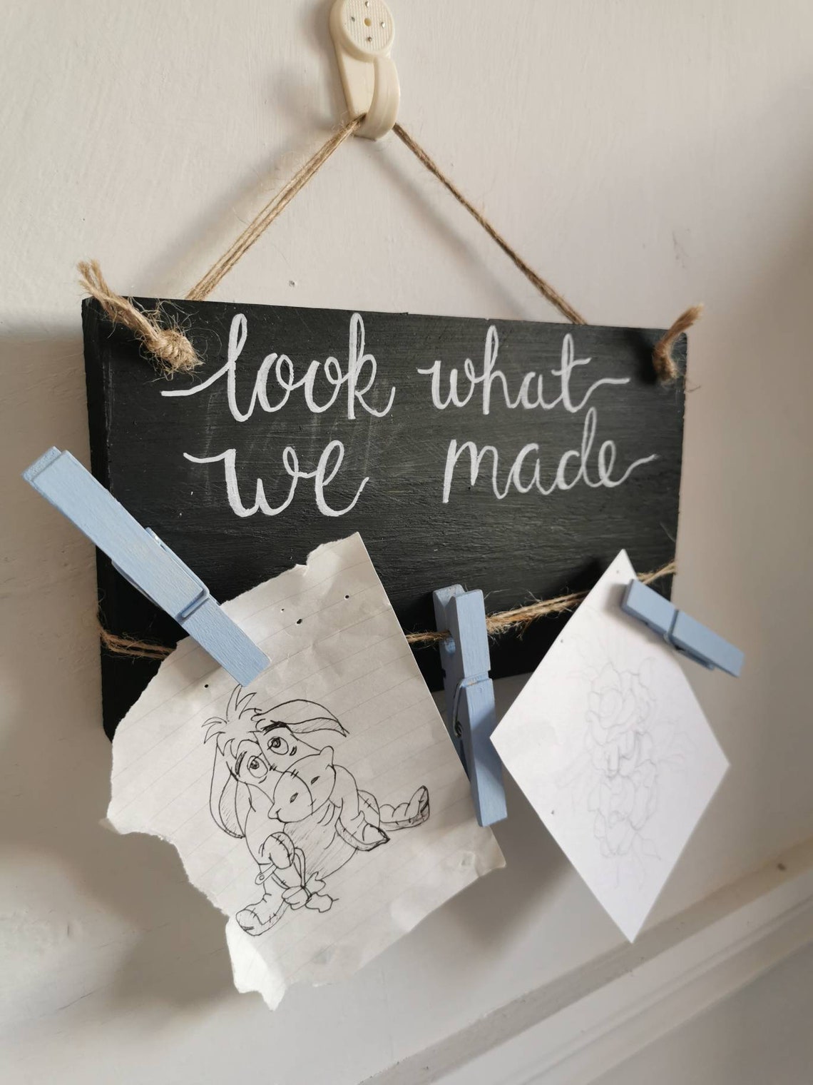 Artwork peg board. Wooden artwork sign. Pallet wood sign. Look Etsy