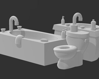 Digital RPG Bathroom Set: Tabletop Game Miniature (3D Printable File)