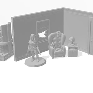 Digital RPG Apocalipsis Juego de mesa Terreno D20 D&D Muebles modernos Pared Barricada Silla Mesa Miniatura Juego de rol 3D Imprimible