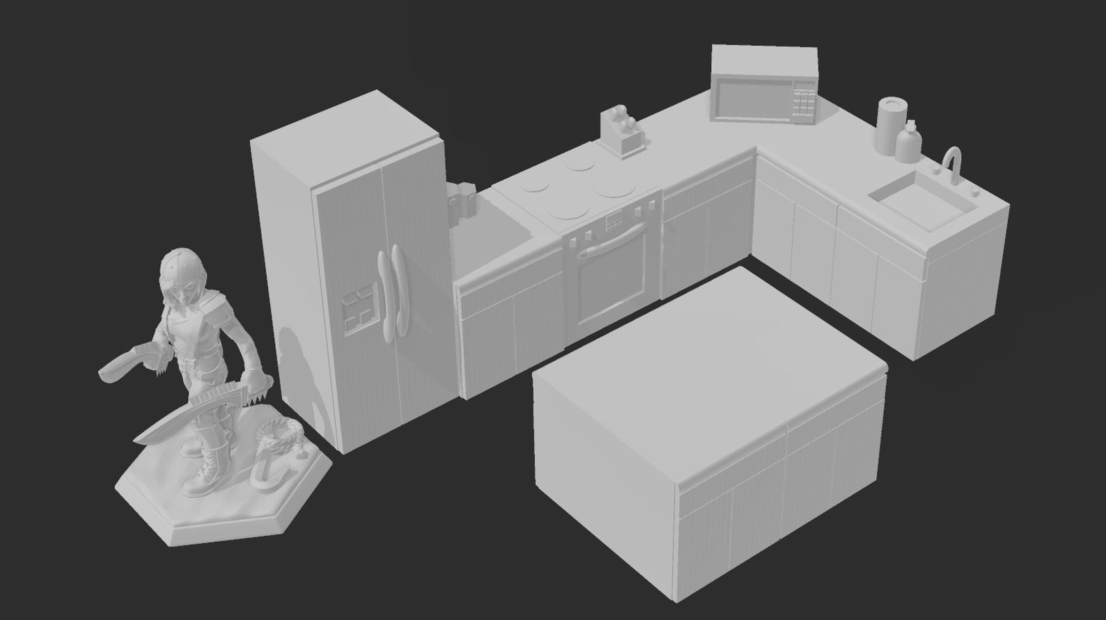 RPG Modern Kitchen Set Tabletop Game Miniature Modern - Etsy