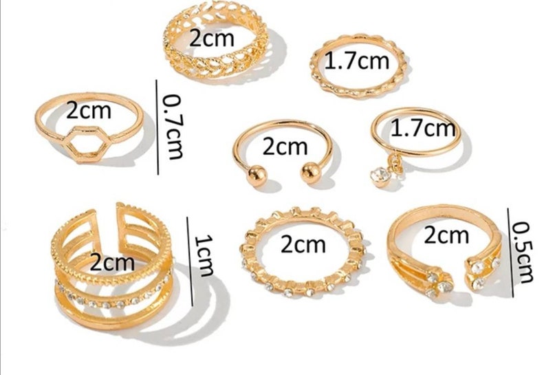 8 pc Boho Ring Set image 3