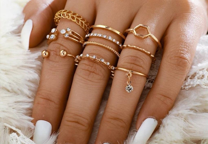 8 pc Boho Ring Set image 2