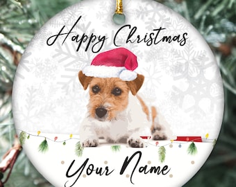 Handmade personalised Name Jack Russell Christmas Bauble Puppy Pet Xmas Gift Tree Decoration