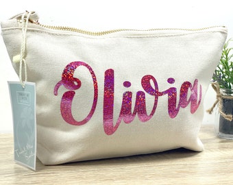 Gepersonaliseerde make-up tas, cosmetica, bruidsmeisje cadeau, verjaardagscadeau voor haar, meisje, Moederdag, Valentijnsdag, zus, tante, moeder, nichtje