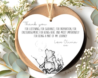 Thank You Keepsake | Personalised Thank You Gift | Winnie the Pooh | To Say Thank You | Acrylic Heart Keepsake | Thank You Present | Friends