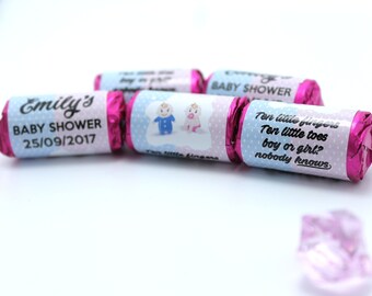 Personalised Baby Shower Newborn Mini Love Heart Sweets for baby Girl or Boy Party Favours