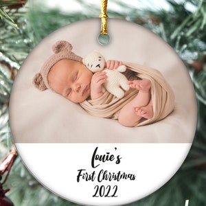 Baby's First Christmas Tree Decoration | Personalised Photo Ornament | Bauble Keepsake Gift |