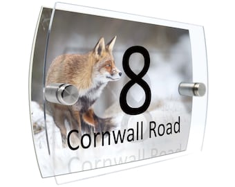 FOX Modern House number Property Sign Name and Number Street Wall