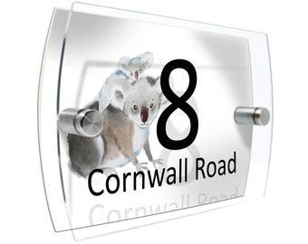 Koala Bear Modern House number Property Sign Name and Number Street Wall