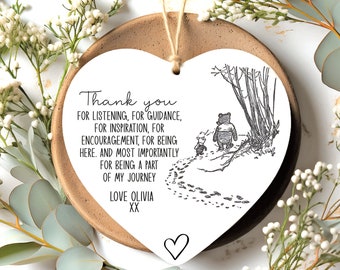 Thank You Keepsake | Personalised Thank You Gift | Winnie the Pooh | To Say Thank You | Acrylic Heart Keepsake | Thank You Present | Friends