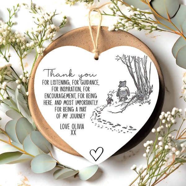 Thank You Keepsake | Personalised Thank You Gift | Winnie the Pooh | To Say Thank You | Acrylic Heart Keepsake | Thank You Present | Friends